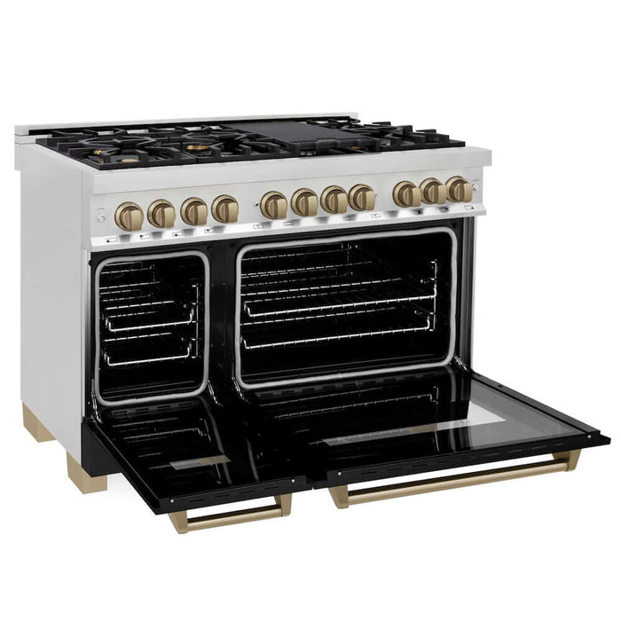 ZLINE 48" Autograph Dual Fuel Range, Black, Bronze, RAZ-BLM-48-CB