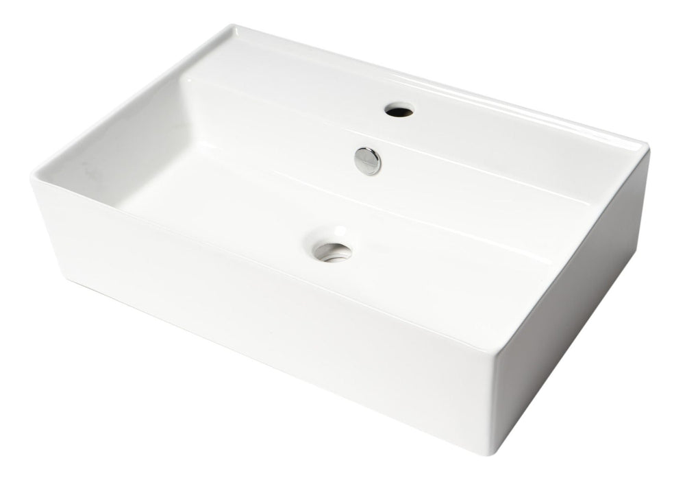 ALFI brand 24" Modern Rectangular Above Mount Ceramic Sink, Faucet Hole ABC901