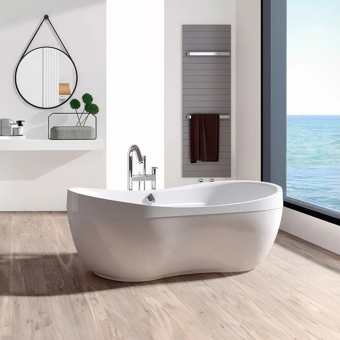 Whitehaus Oval Freestanding Acrylic Soaking Bathtub WHYB170BATH