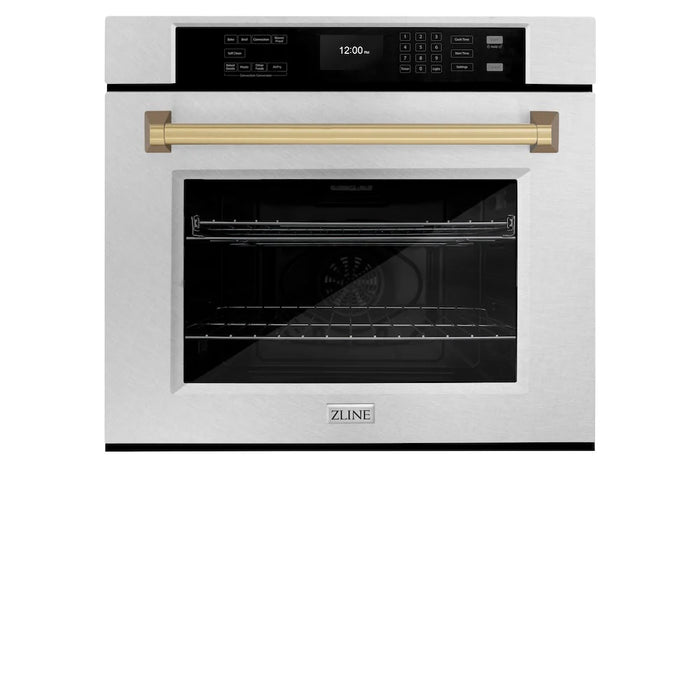 ZLINE 30"Professional True Convection Single Wall Oven, Air Fry, Self Clean, DuraSnow® Champagne Bronze WASSZ-30-CB