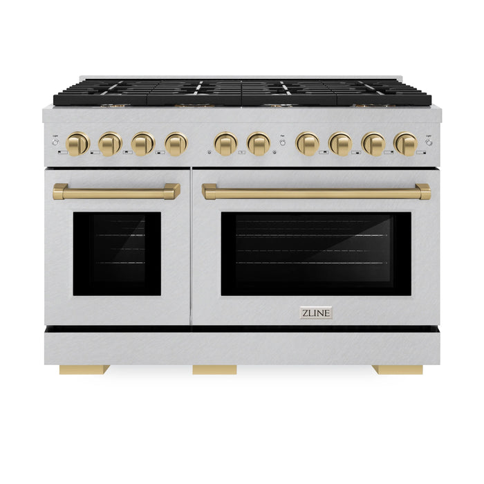 ZLINE 48"Paramount Dual Fuel Range DuraSnow® Champagne Bronze SDRSZ-48-CB