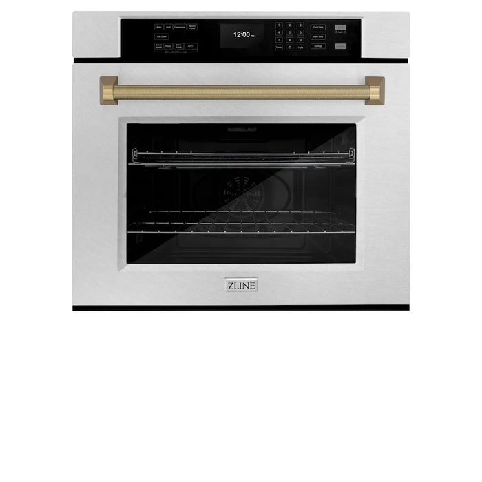 ZLINE Autograph Edition 30" Professional True Convection Single Wall Oven, Air Fry, Self Clean, Stainless Steel, Helix Handles WASZ-30-KCB