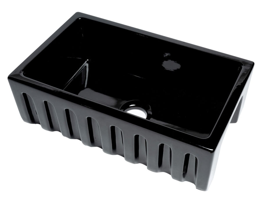 ALFI brand 30" Reversible Smooth/Fluted Single Fireclay Farm Sink AB3018HS