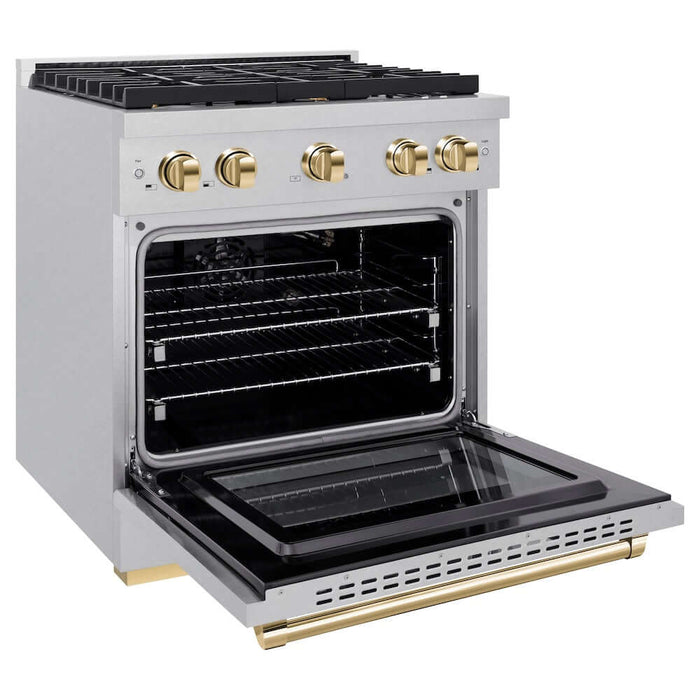 ZLINE 30"Gas Range, Convection Gas Oven , DuraSnow® Gold, SGRSZ-30-G