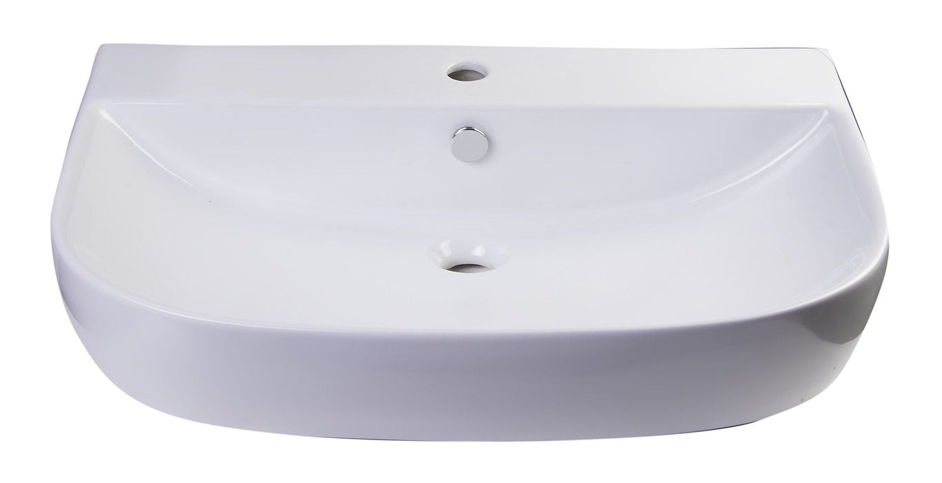 ALFI brand 28" White D-Bowl Porcelain Wall Mounted Bath Sink AB112