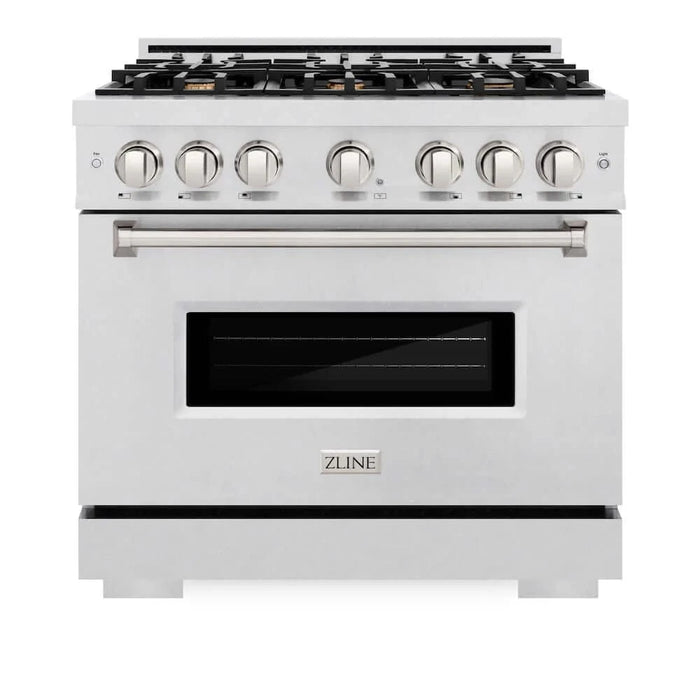 ZLINE 36" Classic Gas Range, Convection Gas Oven DuraSnow® Stainless Steel, Brass Burners CGRS-BR-36
