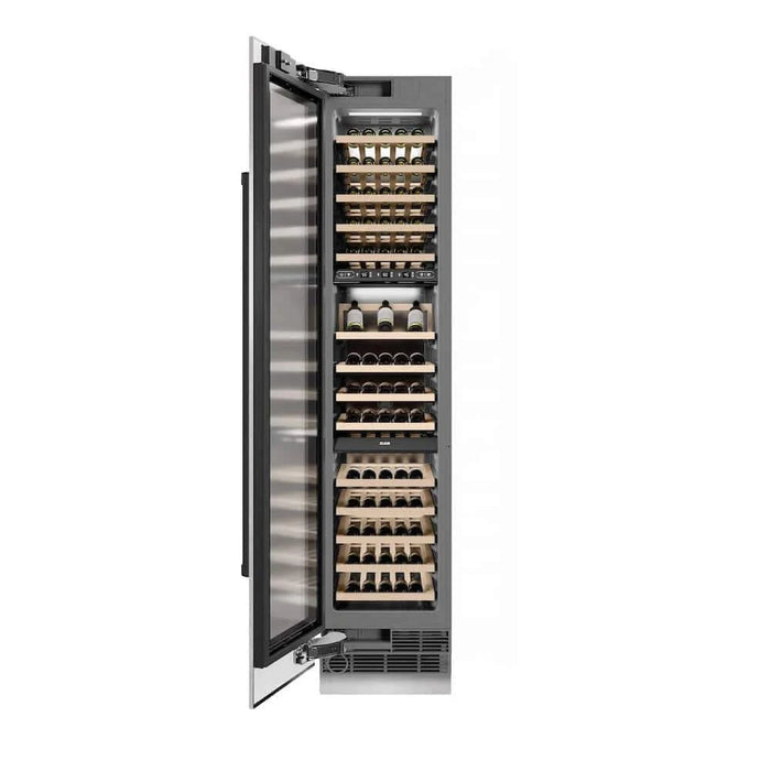 ZLINE 18"Triple Zone 68 Bottle Left Hinge Column Wine Cooler, DuraSnow® Stainless Steel Matte Black RCWVLZ-SN-18-MB