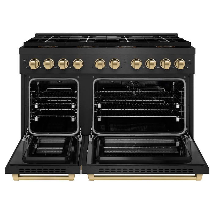 ZLINE 48" Paramount Dual Fuel Range DuoPro™ Cooktop, Electric Convection Oven, Black Satin Stainless Steel PSDRBSZ-48-CB