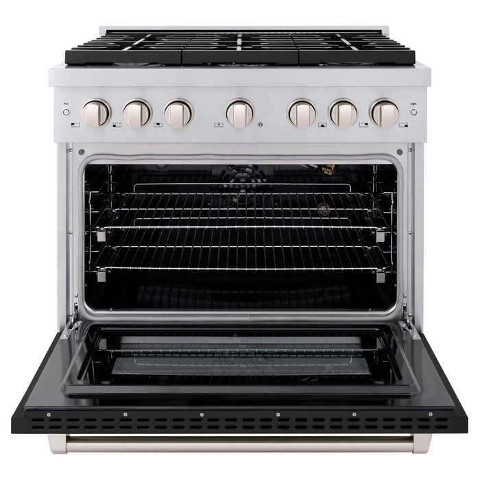 ZLINE 36"Paramount Dual Fuel Range Stainless Steel, Black Matte, SDR-BLM-36