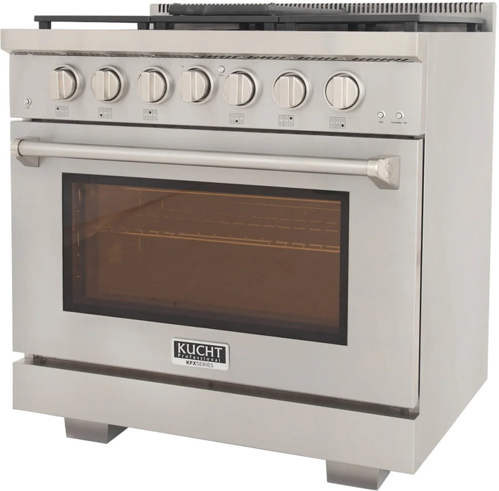 Kucht 36" Freestanding Professional Gas Range Liquid Propane KFX3600X/LP-S