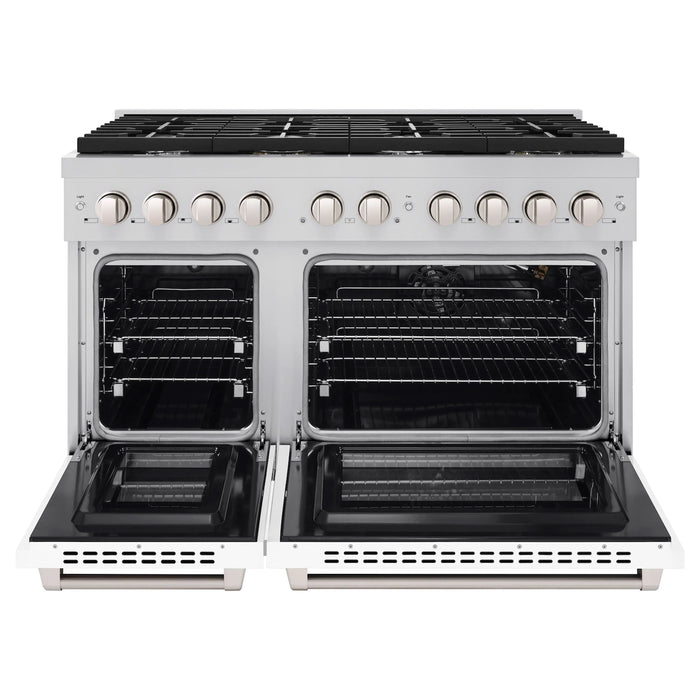 ZLINE 48"Paramount Dual Fuel Range Stainless Steel, White Matte, SDR-WM-48