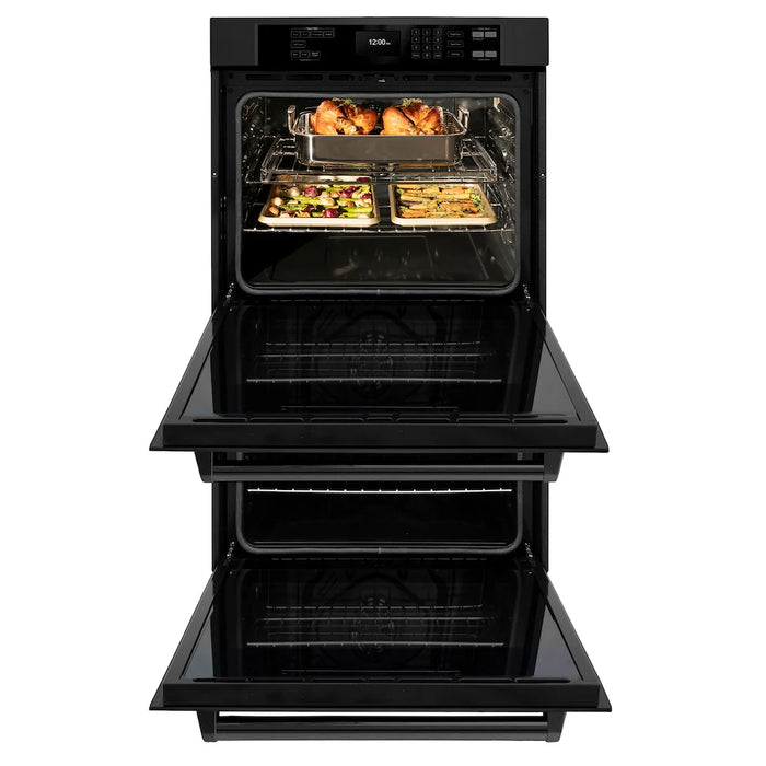 ZLINE 30"Professional True Convection Double Wall Oven, Air Fry, Self Clean Black Stainless Steel WADB-30