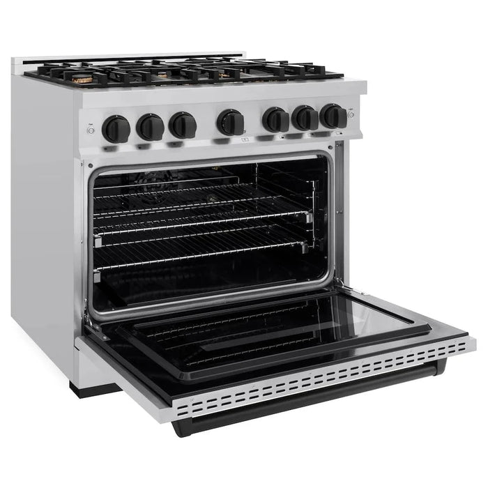 ZLINE 36" Classic Gas Range, Convection Gas Oven Stainless Steel, Matte Black CGRZ-36-MB