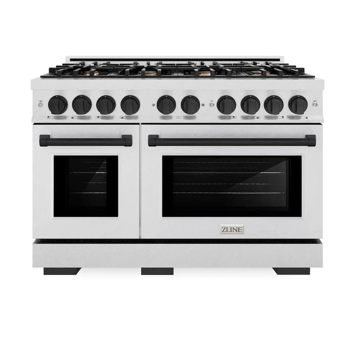 ZLINE 48" Select Dual Fuel Range Gas Cooktop Electric Convection Oven DuraSnow® Stainless Steel Matte Black HDRSZ-48-MB