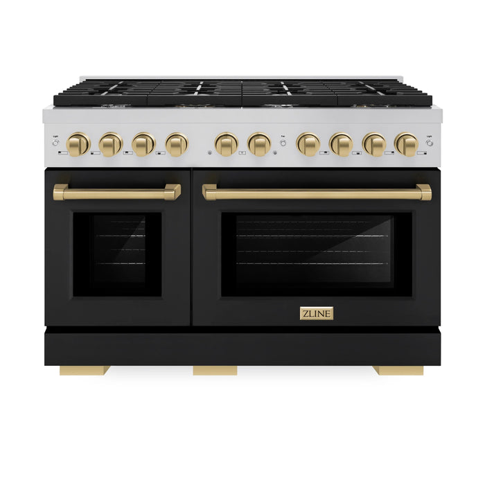 ZLINE 48"Paramount Dual Fuel Range Black Matte Champagne Bronze SDRZ-BLM-48-CB