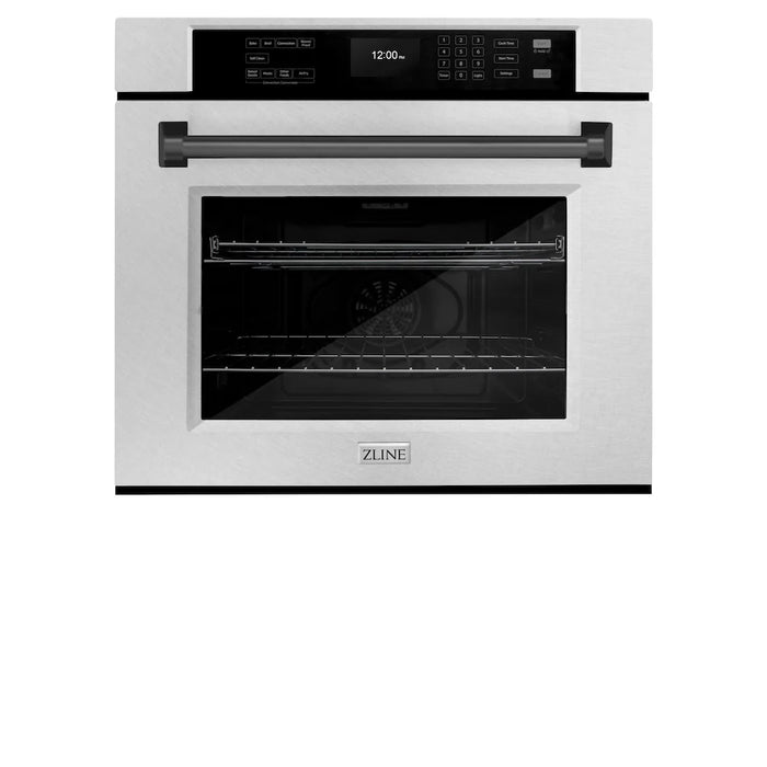 ZLINE 30"Professional True Convection Single Wall Oven, Air Fry, Self Clean, DuraSnow® Matte Black WASSZ-30-MB