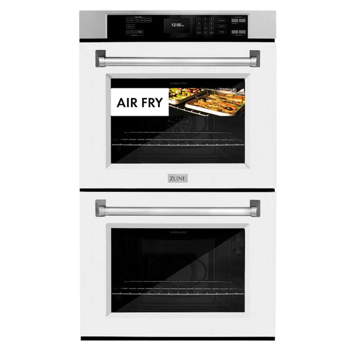 ZLINE 30"Professional True Convection Double Wall Oven, Air Fry, Self Clean, White Mattel WAD-WM-30