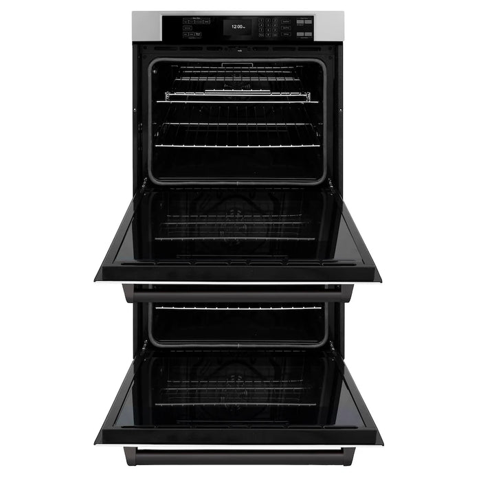 ZLINE 30"Professional True Convection Double Wall Oven, Air Fry, Self Clean, White Matte, Matte Black WADZ-WM-30-MB