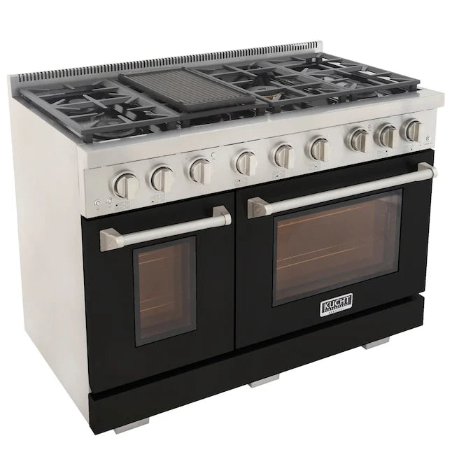 Kucht 48" Professional Gas Range, 7 Burners, Grill/Griddle, KFX480-BK