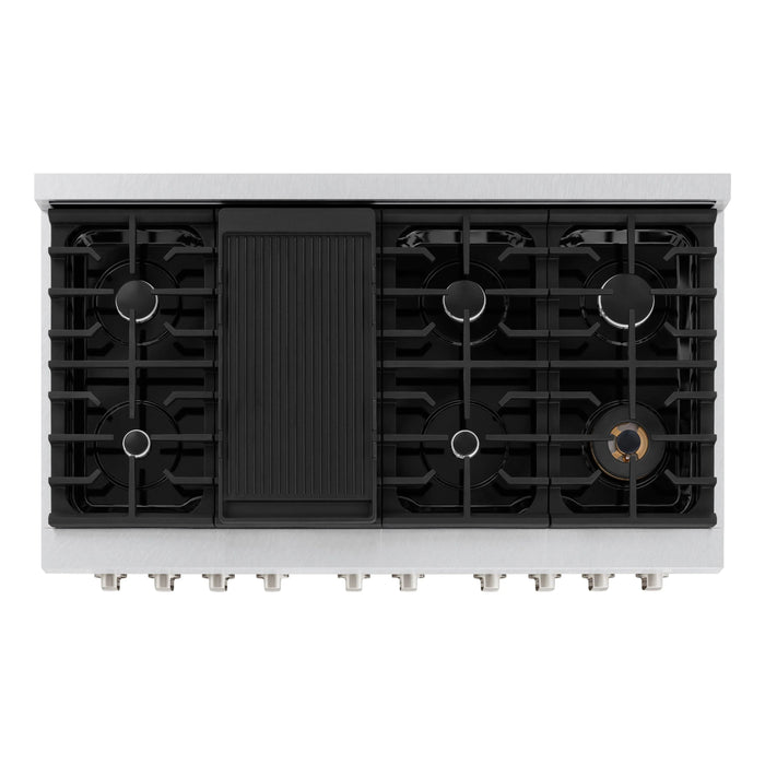 ZLINE 48"Paramount Dual Fuel Range DuraSnow® Stainless Steel SDRS-48