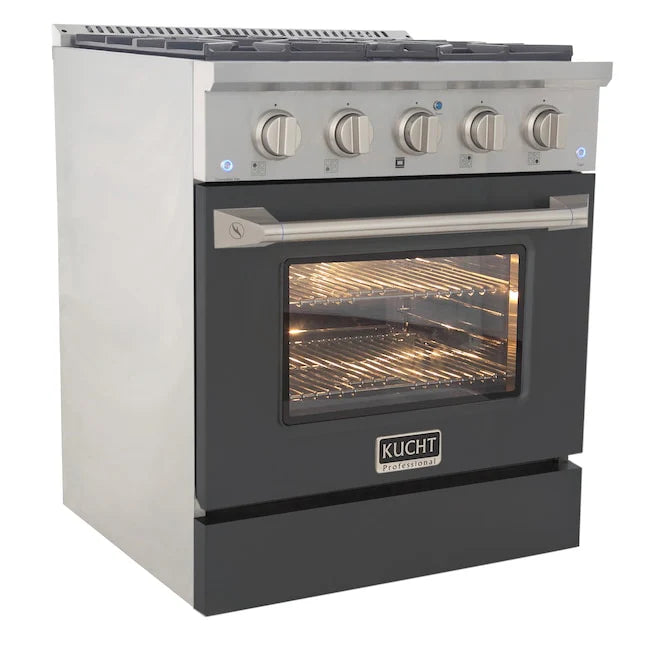 Kucht 30" Gas Range in Stainless Steel with Grey Oven Door, KNG301-GR