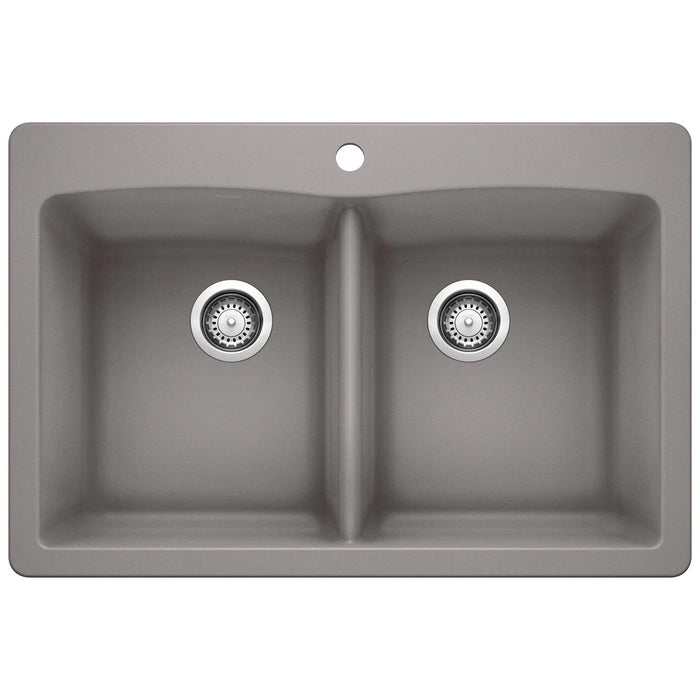BLANCO Diamond SILGRANIT 33" 50/50 Double Bowl Dual Mount Kitchen Sink