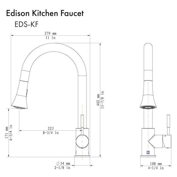 ZLINE Edison Kitchen Faucet, EDS-KF-PG