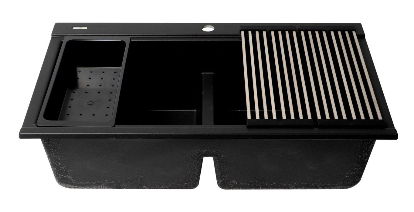 ALFI brand 34" Granite Composite Workstation Step Sink, Accessories AB3418DBDI