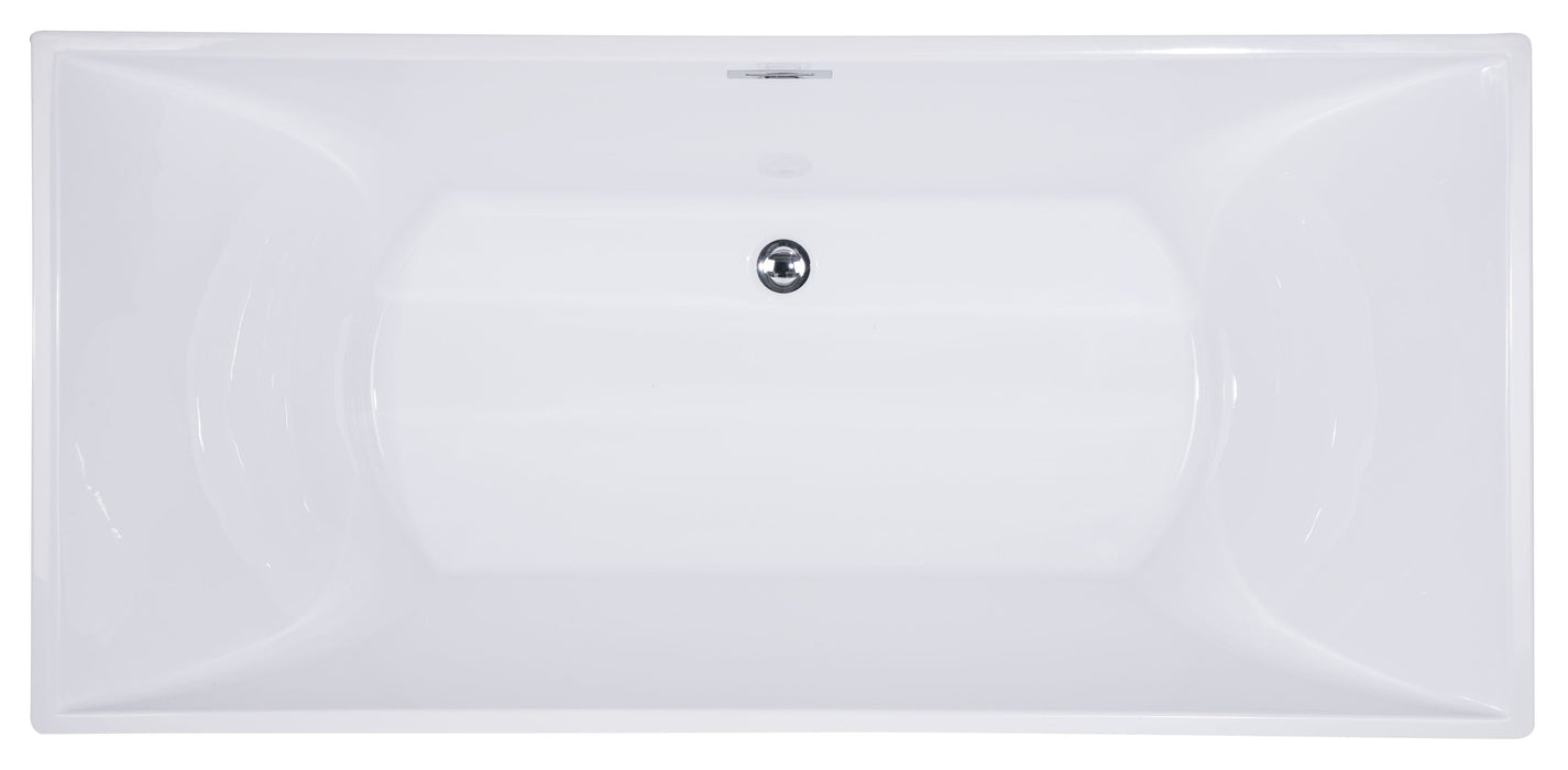 ALFI brand 67" White Rectangular Acrylic Free Standing Soaking Bathtub AB8840