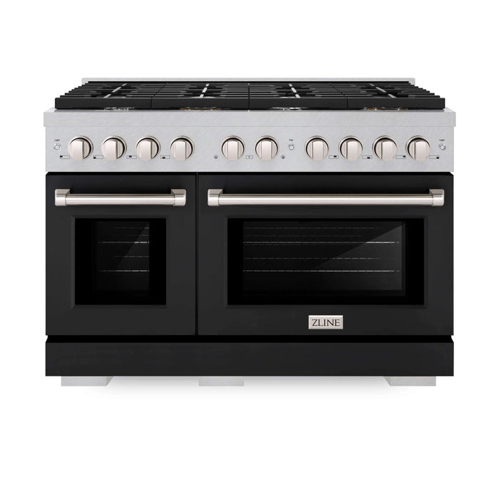 ZLINE 48"Paramount Dual Fuel Range DuraSnow® Black Matte SDRS-BLM-48