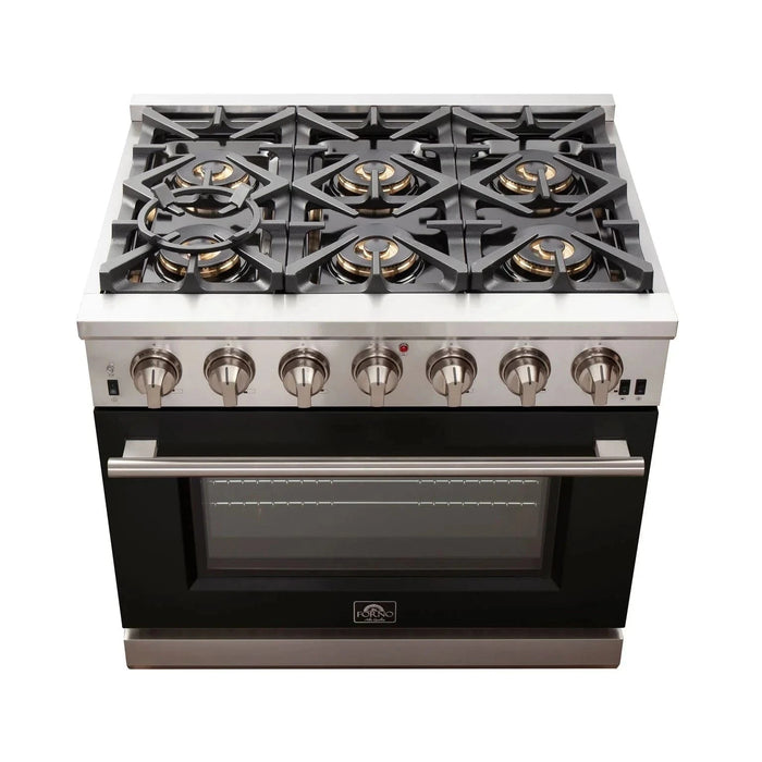 FORNO Capriasca 36" Dual Fuel Range FFSGS6187-36BLK