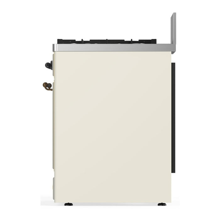 ILVE Majestic III 30" Dual Fuel, Natural Gas, Freestanding Range, Antique White, Brass Trim UM30NR3AWG