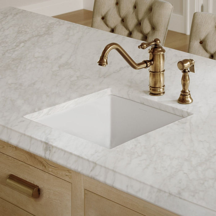 Whitehaus 18" Undermount Fireclay Kitchen Sinks, Stainless Steel Grid WHUF1818