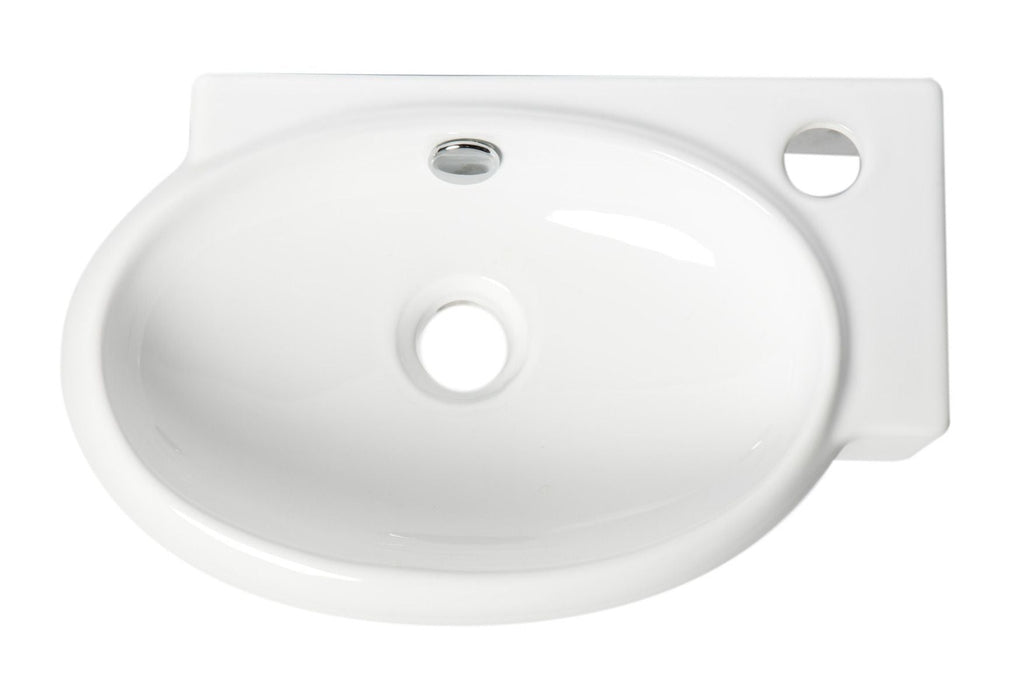 ALFI brand White 17" Small Wall Mounted Ceramic Sink, Faucet Hole ABC117