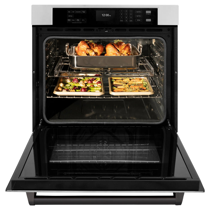 ZLINE 30" Autograph Edition Professional True Convection Single Wall Oven, Air Fry, Self Clean, Stainless Steel, Matte Black WASZ-30-MB