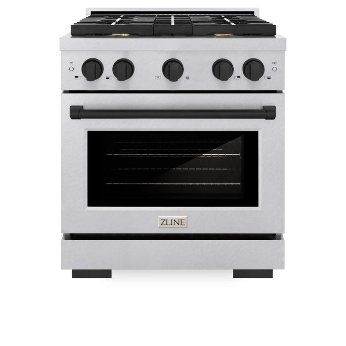 ZLINE 30"Paramount Dual Fuel Range DuraSnow® Matte Black SDRSZ-30-MB