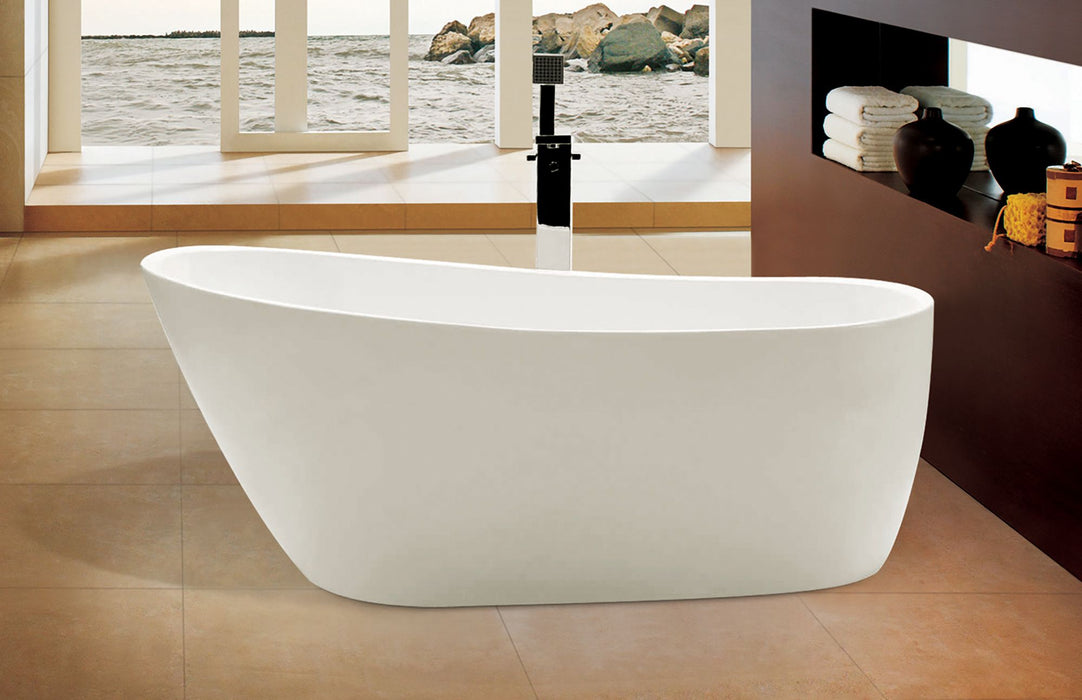 ALFI brand 68" White Oval Acrylic Free Standing Soaking Bathtub AB8826