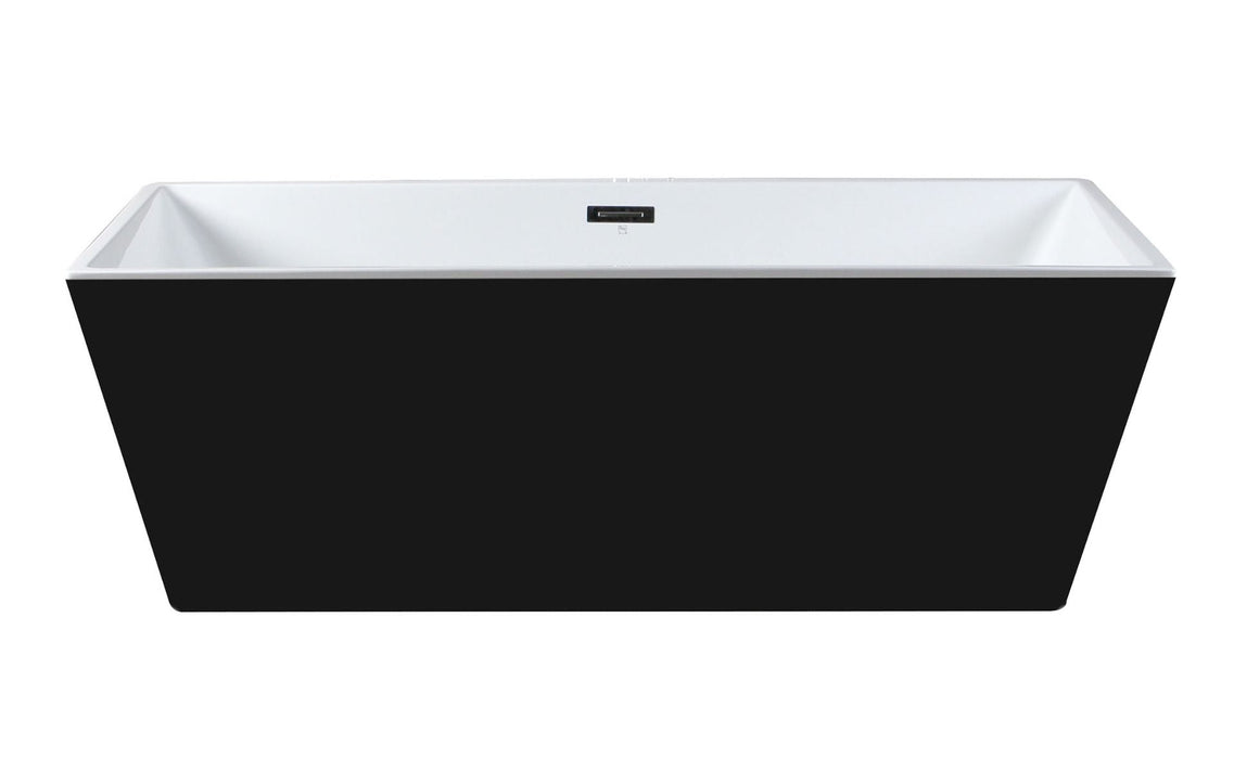 ALFI brand 59" Black & White Rectangular Acrylic Soaking Bathtub AB8834