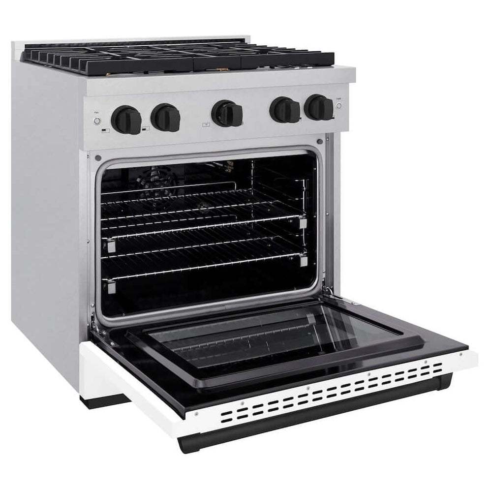 ZLINE 30"Gas Range, Convection Gas Oven, DuraSnow® White Matte, Matte