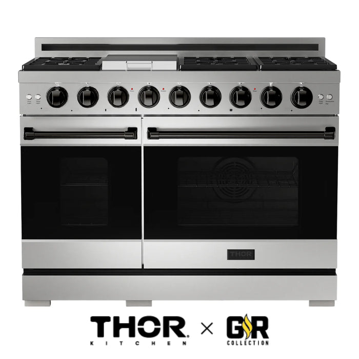 Gordon Ramsay by THOR Kitchen 48"Professional Natural Gas Range, Matte Black, RSG48E-BLK