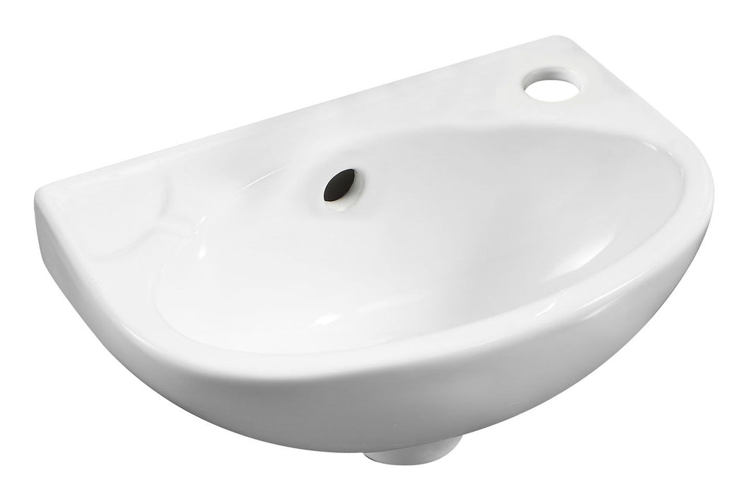 ALFI brand White 14" Small Wall Mounted Ceramic Sink, Faucet Hole ABC118