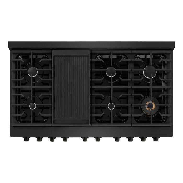 ZLINE 48"Paramount Dual Fuel Range Black Stainless Steel, SDRB-48