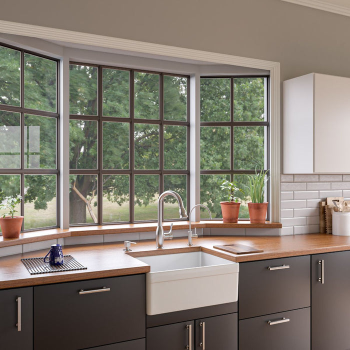 ALFI brand 26" Decorative Lip Single Bowl Fireclay Farmhouse Kitchen AB506-W