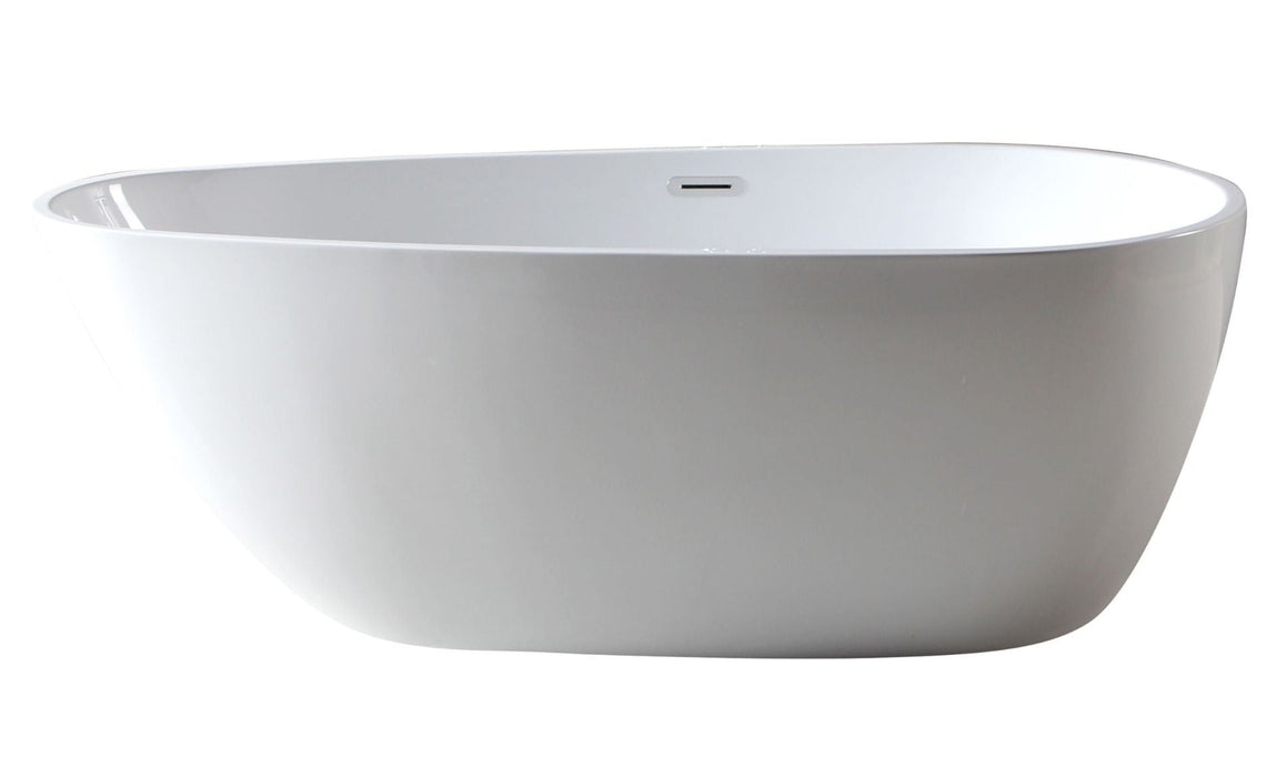 ALFI brand 59" White Oval Acrylic Free Standing Soaking Bathtub AB8861