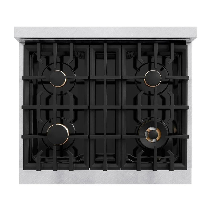 ZLINE 30" Select Dual Fuel Range Gas Cooktop Electric Convection Oven DuraSnow® Stainless Steel Matte Black HDRSZ-30-MB