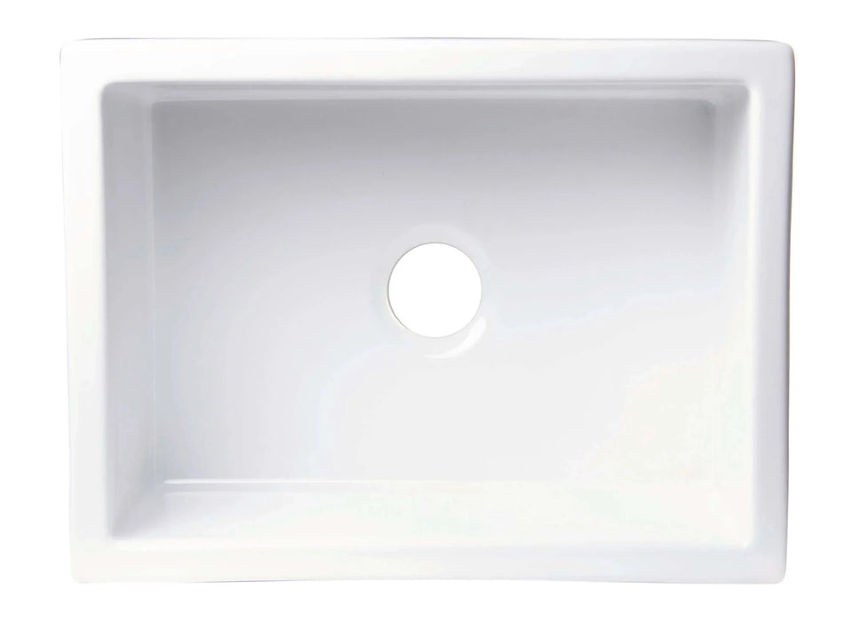 ALFI brand 24" Smooth Thick Wall Fireclay Single Bowl Farm Sink AB2418SB