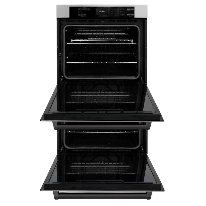 ZLINE 30"Professional True Convection Double Wall Oven, Air Fry, Self Clean, Stainless Steel, Matte Black WADZ-30-MB