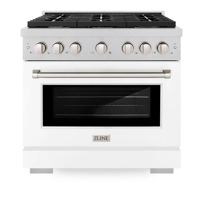 ZLINE 36"Paramount Dual Fuel Range DuraSnow® White Matte SDRS-WM-36