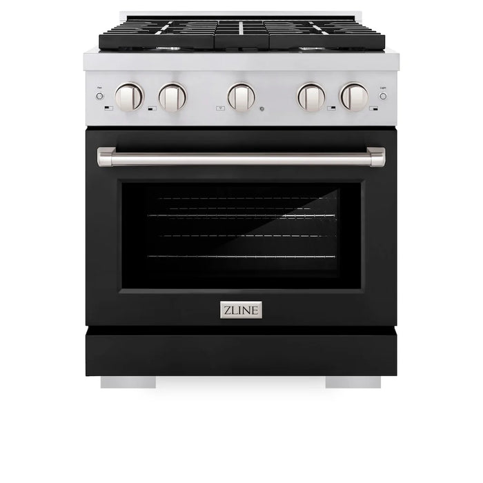 ZLINE 30"Paramount Dual Fuel Range Stainless Steel, Black Matte, SDR-BLM-30