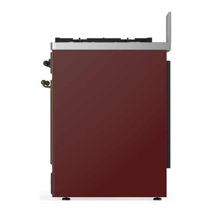 ILVE Majestic III 30" Dual Fuel Range Burgundy Chrome Trim UM30QNR3BUC